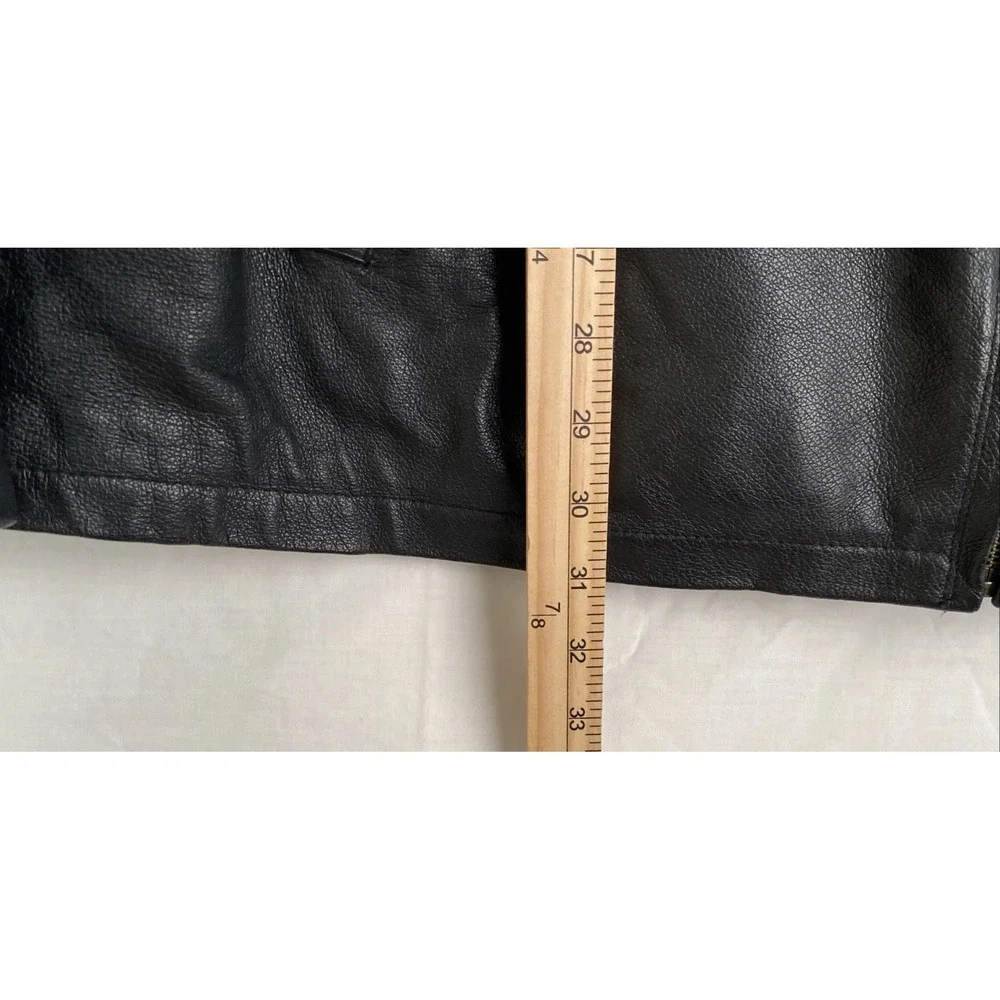 Men's XXL Croft & Barrow‎ Black Leather Jacket Full Zip Y2K Quilt Lined - Picture 6 of 11